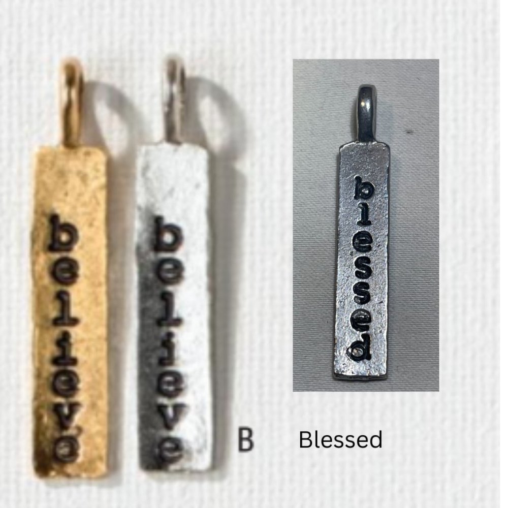 Thirty One 31 BLESSED PENDANT (6162) Silver Reva stamp charm - Picture 2 of 4